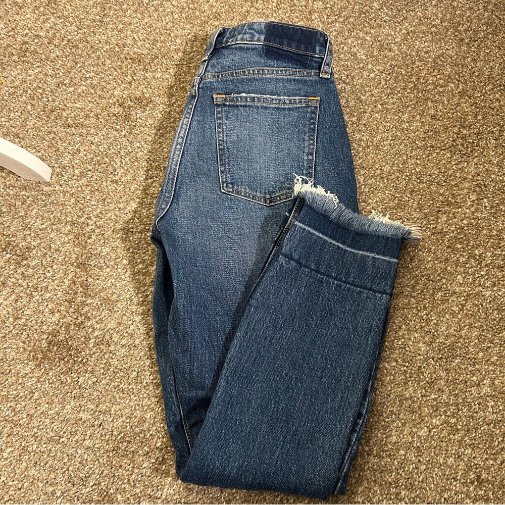 Abercrombie & Fitch High Rise Distressed Skinny Jeans Raw Hem Women’s 25